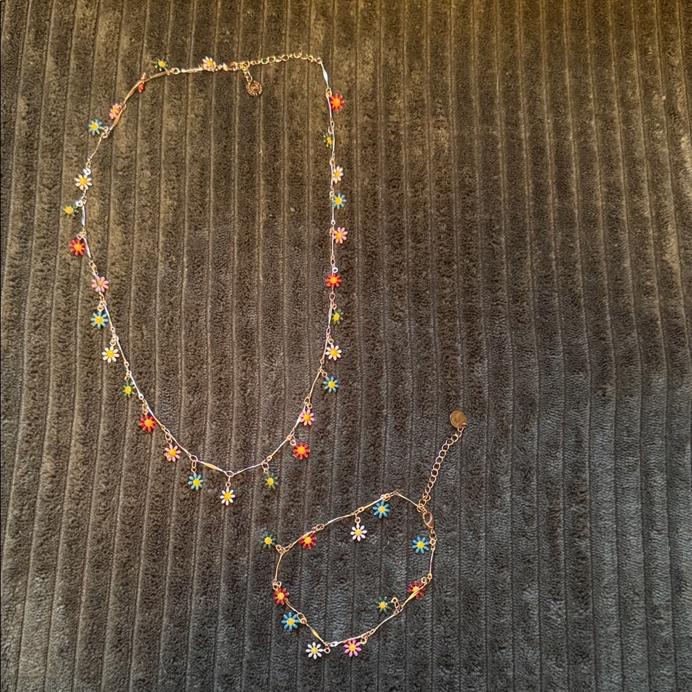 Victoria Emerson Multicolor Floral Necklace and Bracelet Set